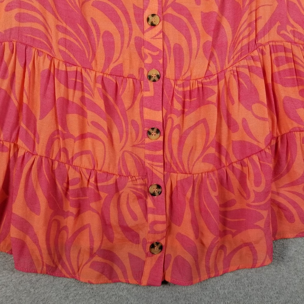 Ashley Stewart Top Womens 14W 16W Orange Pink Floral Sleeveless See Through Thin - Picture 3 of 9